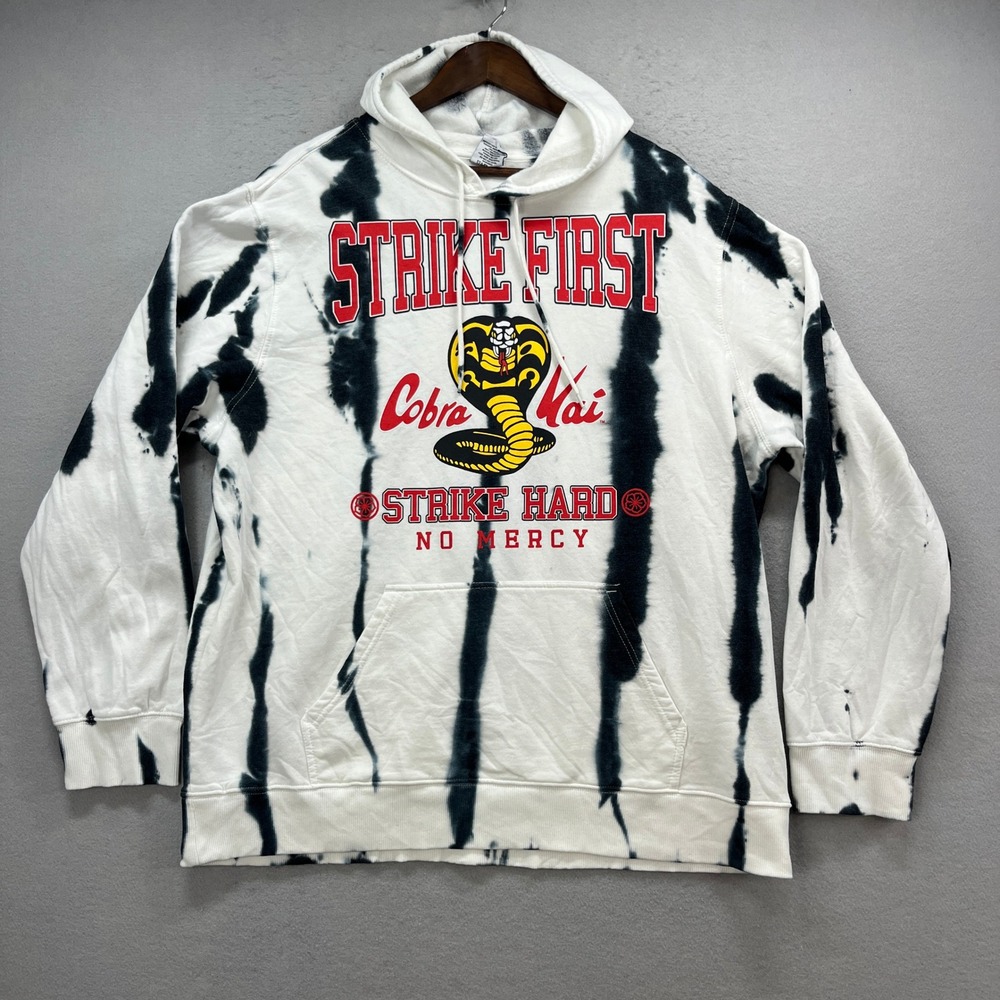 Cobra‎ Kai Bioworld Pullover Hoodie Men 2XL White Black Tie Dye Street Karate